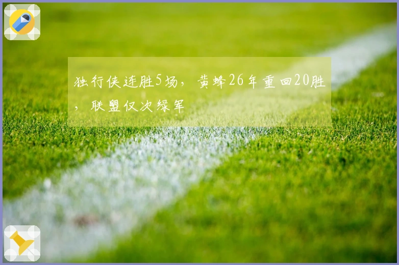 独行侠连胜5场，黄蜂26年重回20胜，联盟仅次绿军